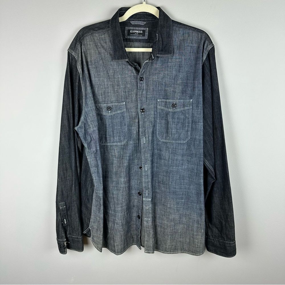 Express chambray 2 tone shirt size XL